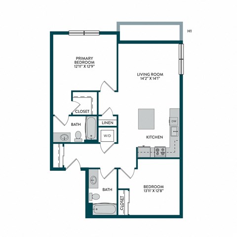 Aspire11 Apartments in Tacoma, Washington 2x2 Floor Plan